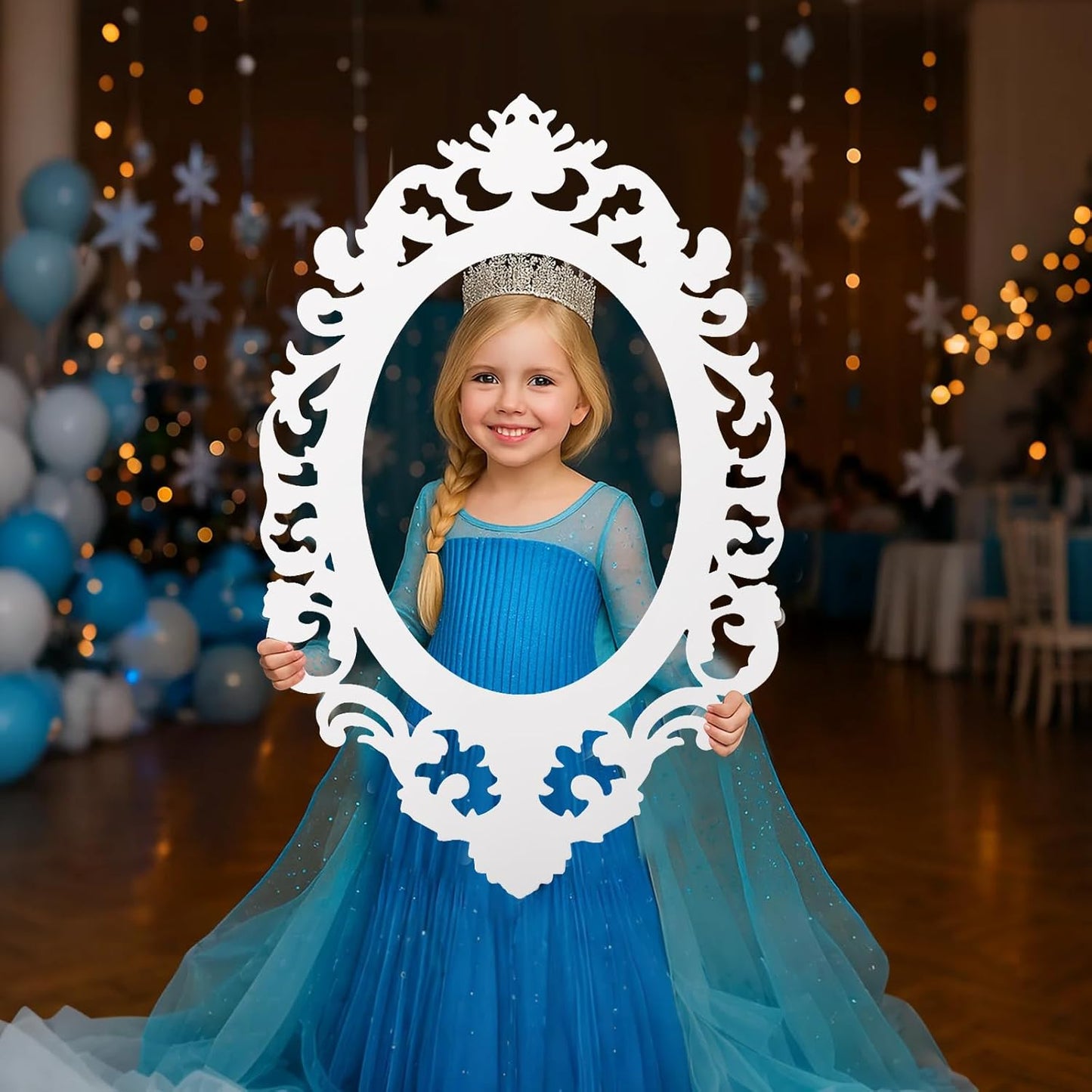 Aurelema Princess Mirror Photo Booth Props 15 x 23 Inches Princess Party Decorations Mirror Photo Props for Fairytale Birthday Baby Shower Party Supplies Photography Backdrop