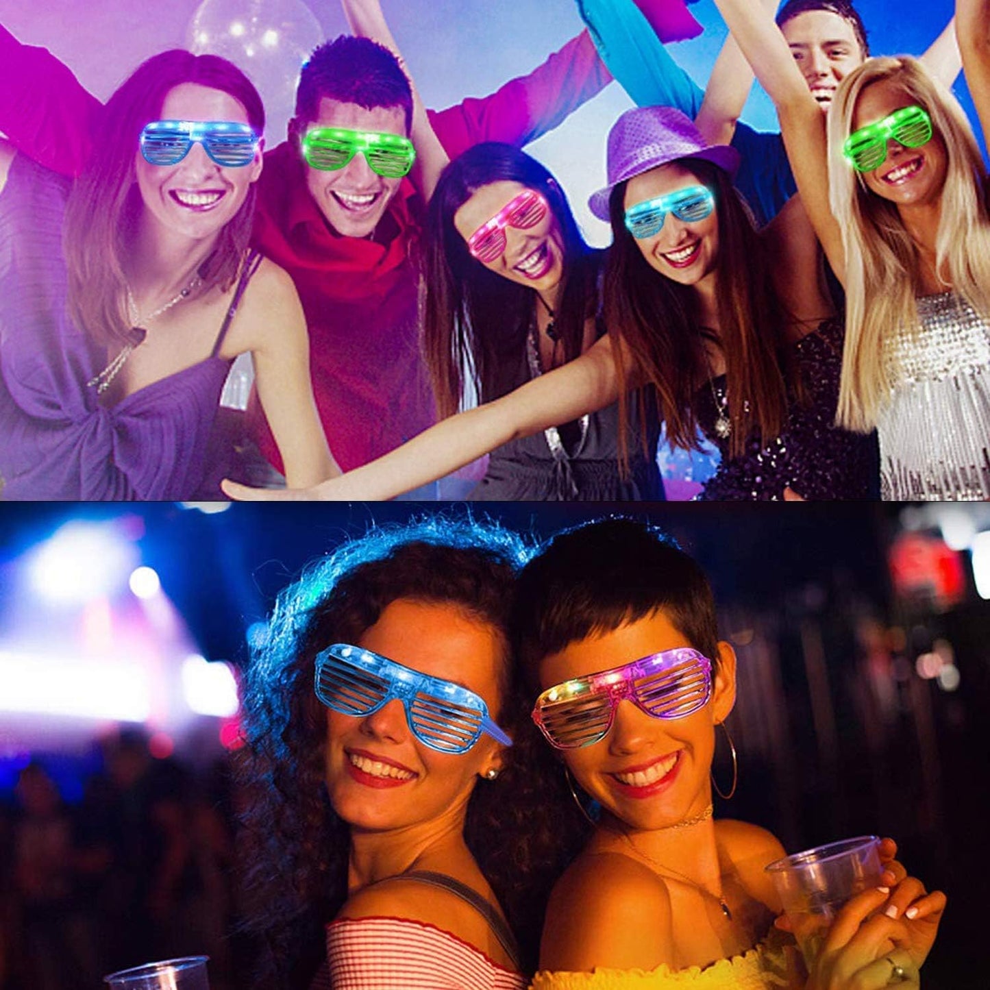 iGeeKid 50 Pack LED Glasses Light Up Party Glasses Glow In The Dark Party Supplies Shutter Neon Toys Flashing Glasses Party Patriotic