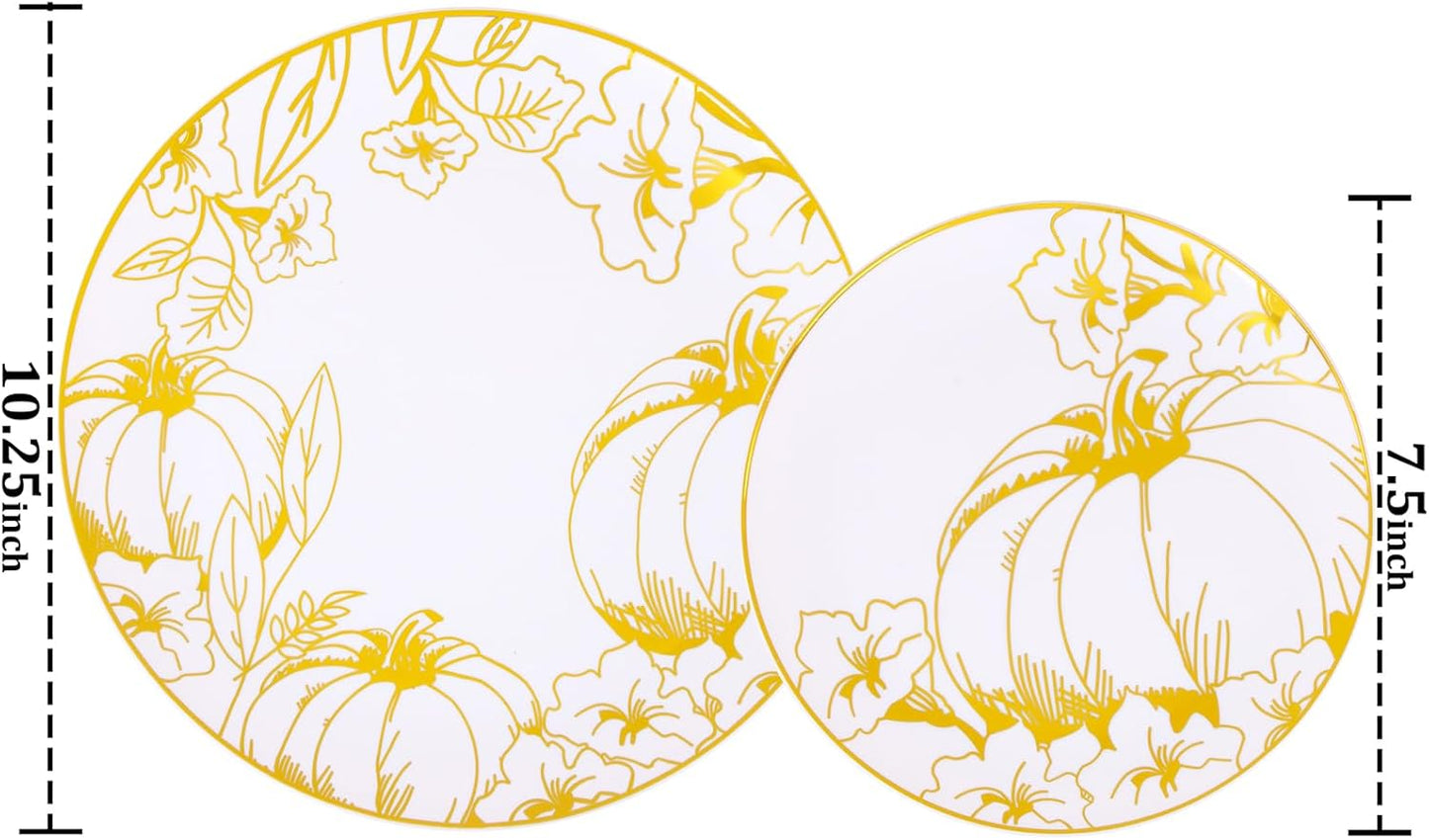 FLOWERCAT 60PCS White Plastic Plates - Heavy Duty White Disposable Plates for Mother's Day/Birthday Party/Wedding -serve for 30 guests Include 30PCS 10.25" & 30PCS 7.5" Plates for Party