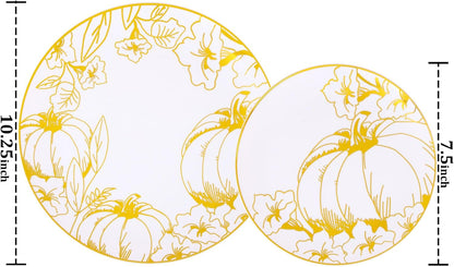 FLOWERCAT 60PCS White Plastic Plates - Heavy Duty White Disposable Plates for Mother's Day/Birthday Party/Wedding -serve for 30 guests Include 30PCS 10.25" & 30PCS 7.5" Plates for Party