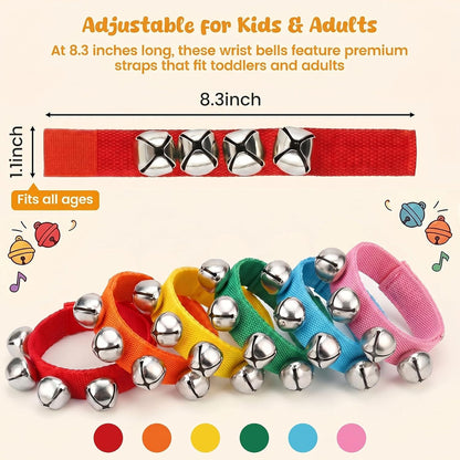 POPLAY 6 PCS Percussion Instruments, Wrist Bells Jingle Bells Musical Rhythm Toys