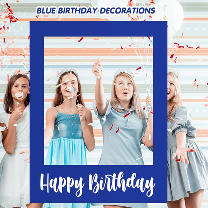 Beeveer 32 x 24 Inch Extra Large Happy Birthday Photo Booth Selfie Frame Props Picture DIY Cutouts Photo Backdrop Cardboard Props for Party Supplies Favors(Vertical,Shiny Gold)