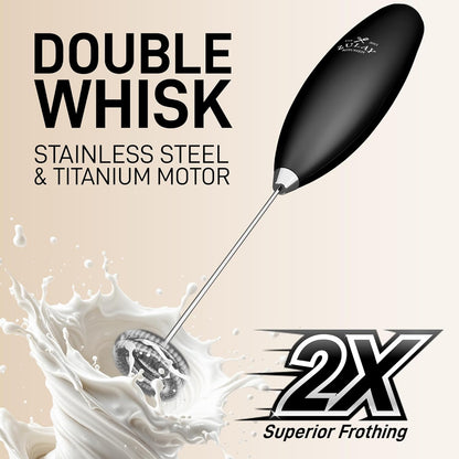 Zulay Kitchen Powerful Milk Frother Wand With Duracell Batteries - Ultra Fast Handheld Drink Mixer - Electric Whisk Foam Maker for Coffee, Lattes, Cappuccino & Matcha - Z1 Motor - Black - Colors D