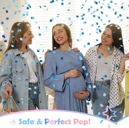 Gender Reveal Confetti Cannon - Biodegradable Confetti Poppers - Pink & Blue, 2 Pack - Party Supplies Pop Gun-Cannon for Boy or Girl Baby Reveal Party Supplies (1Pink +1Blue)