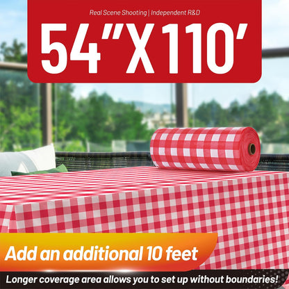Plastic Table Cloth, 310 Ft X 54 in Disposable Tablecloth White Plastic Tablecloth with Any Cut Sliding Cutters Premium Table Cover Roll for Picnics, Parties, Birthdays, Weddings