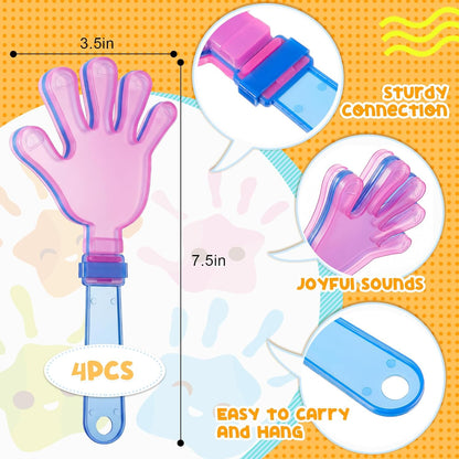 Meooeck 300 Pcs Hand Clappers 7.5 Inch Hand Clappers Noisemakers Bulk Noise Makers Party Favors Cheer Noise Makers for Sporting Events Fiesta Birthday Reward Cheers Game Party (Mixed Colors)