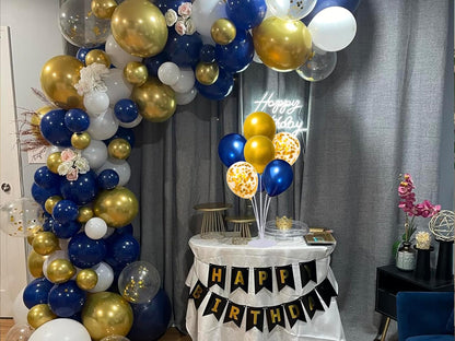 4 Set Balloon Stand Kit for Table Centerpieces With Balloon and Base Party Decorations for Birthday Wedding Retirement Graduation Baby Shower (Navy Silver)