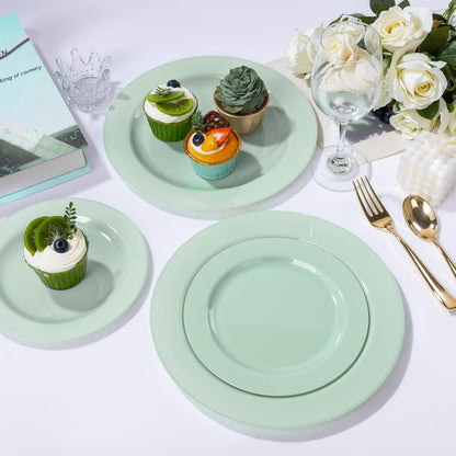 FLOWERCAT 60PCS White Plastic Plates - Heavy Duty White Disposable Plates for Mother's Day/Birthday Party/Wedding -serve for 30 guests Include 30PCS 10.25" & 30PCS 7.5" Plates for Party