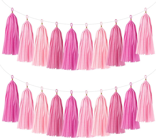 20PCS Tissue Tassel Garland Kit Pre-Cut Tissue Paper Streamers for DIY Party Decor, Birthday Backdrop, Baby Shower, Wedding, Christmas Decorations – Bright Mix & Match Colors