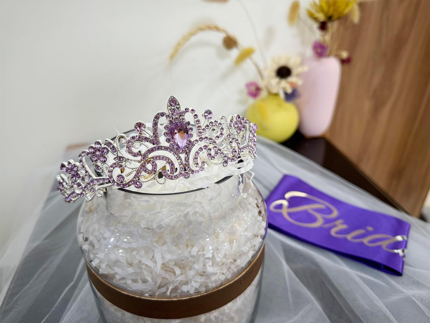 JETKONG 3 Pcs Bachelorette Party Decorations Bridal Shower Crown, Bride to Be Sash&Veil for Women Bachelorette Party Gifts, Bachelorette Party Supplies, Gifts, Favors (Rose Gold)