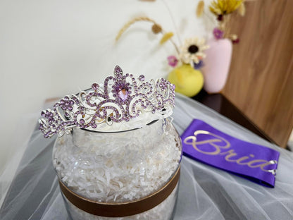 JETKONG 3 Pcs Bachelorette Party Decorations Bridal Shower Crown, Bride to Be Sash&Veil for Women Bachelorette Party Gifts, Bachelorette Party Supplies, Gifts, Favors (Rose Gold)