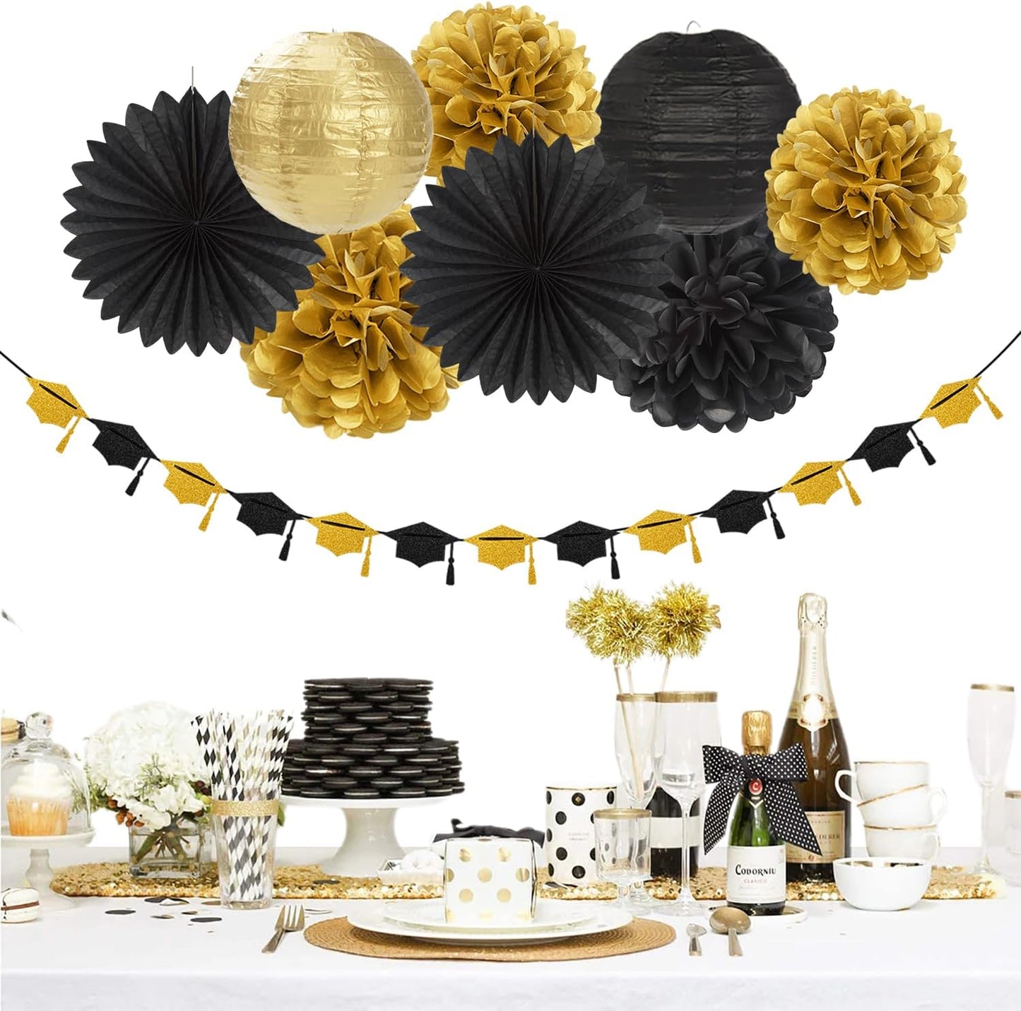 Champagne-Gold Beige Fall Baby-Shower Party-Decorations - 36pcs Welcome Home Banner Sign,Neutral Paper Lanterns,Girl Streamers Garland,Boho Hanging Tissue Pom Poms Flowers Fans Backdrop Decor Burgleda