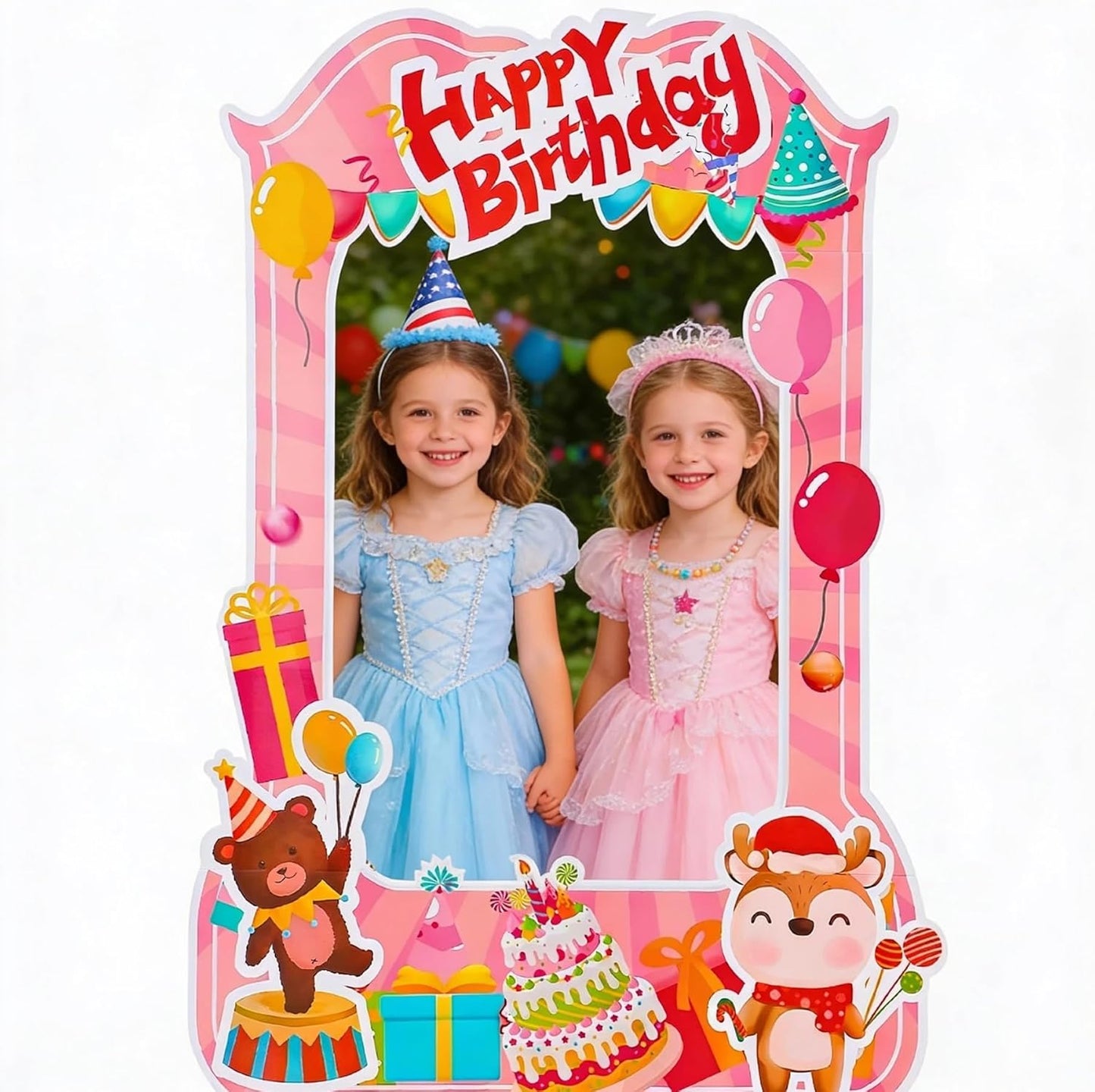 EARTHSON 6 Ft x 4 Ft Happy Birthday Photo Booth Box Photo Cutout Stand in Life-Size Cardboard Frame Prop for Birthday Party Supplies