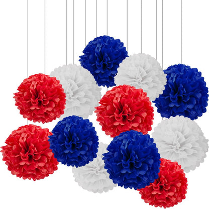 XIKSXITN 12 pc Rose Gold Gradient Tissue Paper Pom poms-Hanging Gold Dot White Paper Pom Poms Paper Flowers Ball for Party Decorative(8&10&12 inch)