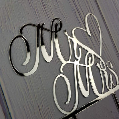 Mr and Mrs Cake Topper, Bride and Groom Sign Wedding, Engagement Cake Toppers Decorations (Mirror Gold Acrylic)