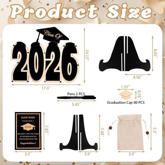 2026 Graduation Guest Book Alternative, Black Happy Graduation Party Decorations, Class of 2026 Congrats Graduates Signature Guestbook Gifts for College High School Students Friends Men Women