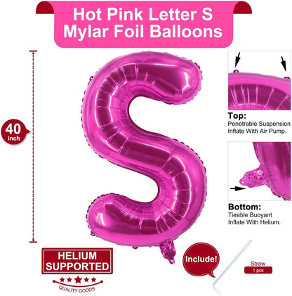 Lovoir 40 Inch Large Hot Pink Letter A Balloons Big Size Jumbo Mylar Foil Helium Balloon for Birthday Party Celebration Decorations Alphabet Hot Pink A