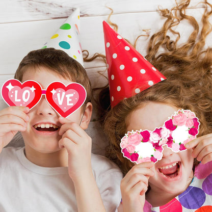 Valentine's Day Photo Booth Props - 1 Pcs Large Size Valentines Photo Props Frame and 23 Pcs Happy Lovers Selfie Photo Booth Props for Valentines Day Party Decorations Favors Supplies
