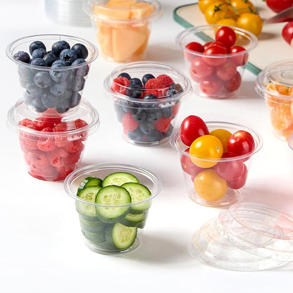 50 Pack 6 oz Plastic Dessert Cups with Lids, Small Plastic Yogurt Parfait Cups, Mini Round Party Serving Cup for Pudding, Fruit, Cake, Appetizer, Dessert Shot Glasses