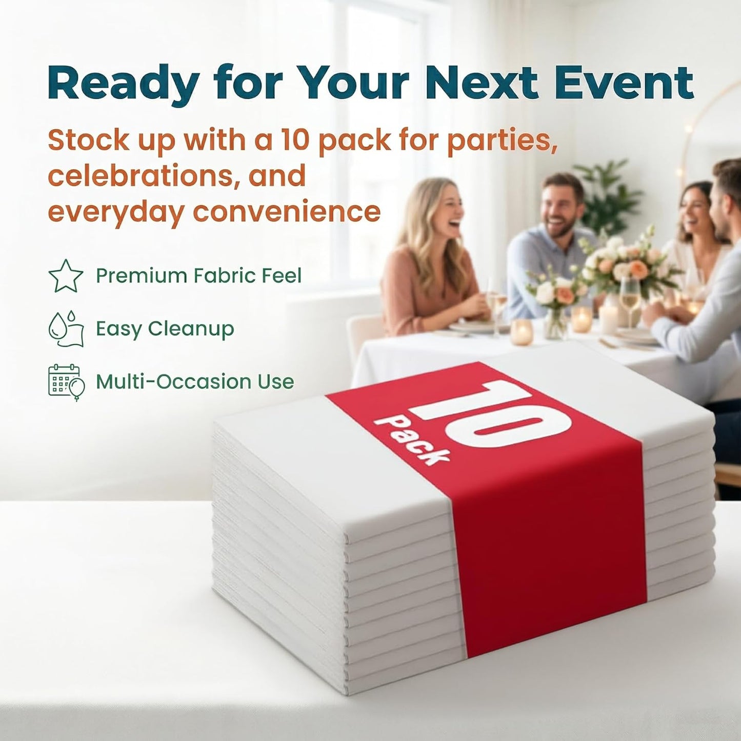 Plastic Table Cloth, 310 Ft X 54 in Disposable Tablecloth White Plastic Tablecloth with Any Cut Sliding Cutters Premium Table Cover Roll for Picnics, Parties, Birthdays, Weddings
