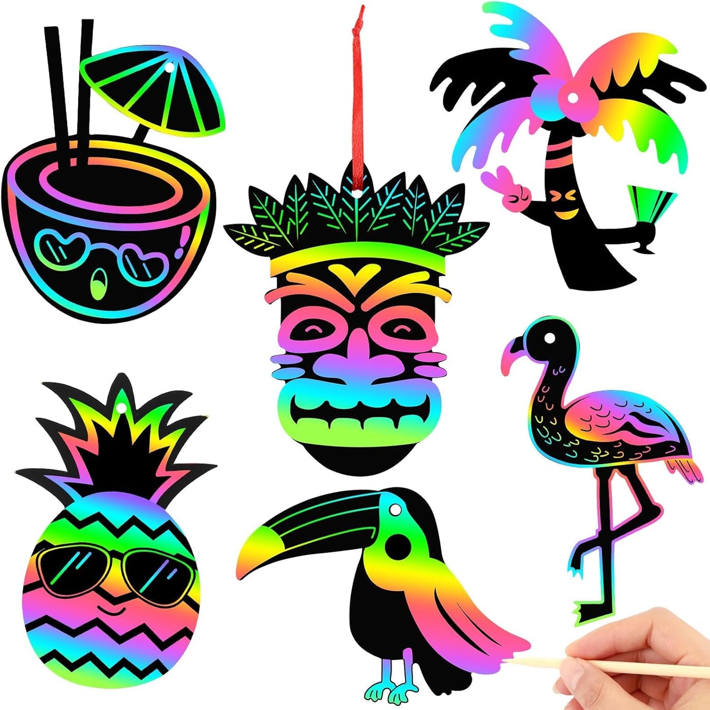 JULMELON 36 PCS Ocean Crafts, Rainbow Scratch Art Under The Sea Party Favors DIY Magic Color Summer Ocean Animals Scratch Cards for Summer Party Favors School Activities