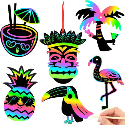 JULMELON 36 PCS Ocean Crafts, Rainbow Scratch Art Under The Sea Party Favors DIY Magic Color Summer Ocean Animals Scratch Cards for Summer Party Favors School Activities