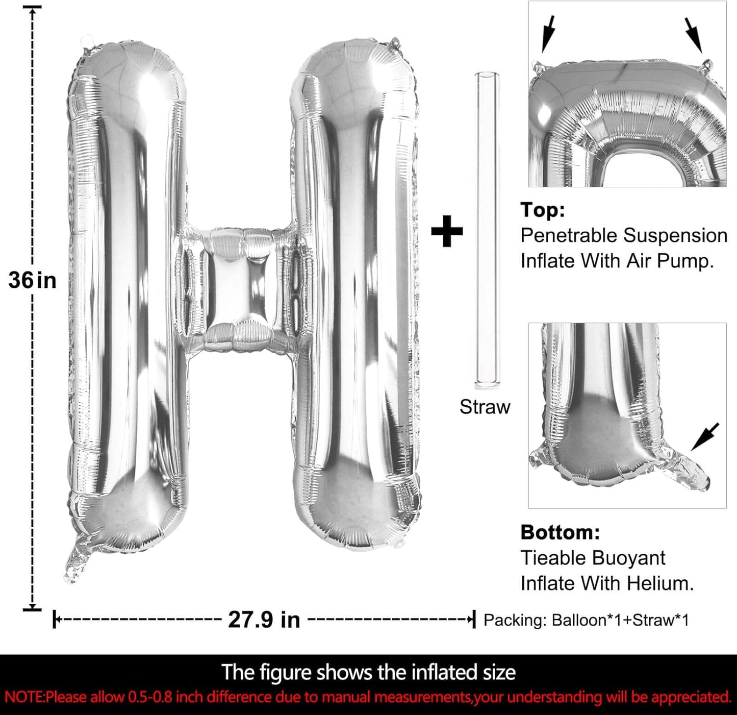 Lovoir 40 Inch Large Silver Letter M Balloons Big Size Jumbo Mylar Foil Helium Balloon for Birthday Party Celebration Decorations Alphabet Silver M