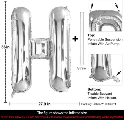 Lovoir 40 Inch Large Silver Letter M Balloons Big Size Jumbo Mylar Foil Helium Balloon for Birthday Party Celebration Decorations Alphabet Silver M