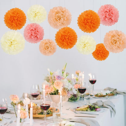 BestoFun 16 PCS Sage Green Party Decorations Tissue Paper Flowers Christmas Party Decors Hanging Pom Poms Decorations for Xmas New Year Winter Holiday Decorations