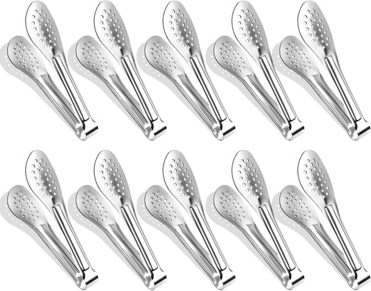 10PCS Serving Tongs, Small Kitchen Tongs,XEVOM Stainless Steel small Appetizer Tongs Mini Sugar Ice (5 Inch)