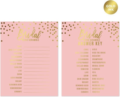 Andaz Press Blush Pink and Metallic Gold Confetti Polka Dots Bachelorette Party Bridal Shower Collection, Scavenger Hunt Game Cards, 20-Pack