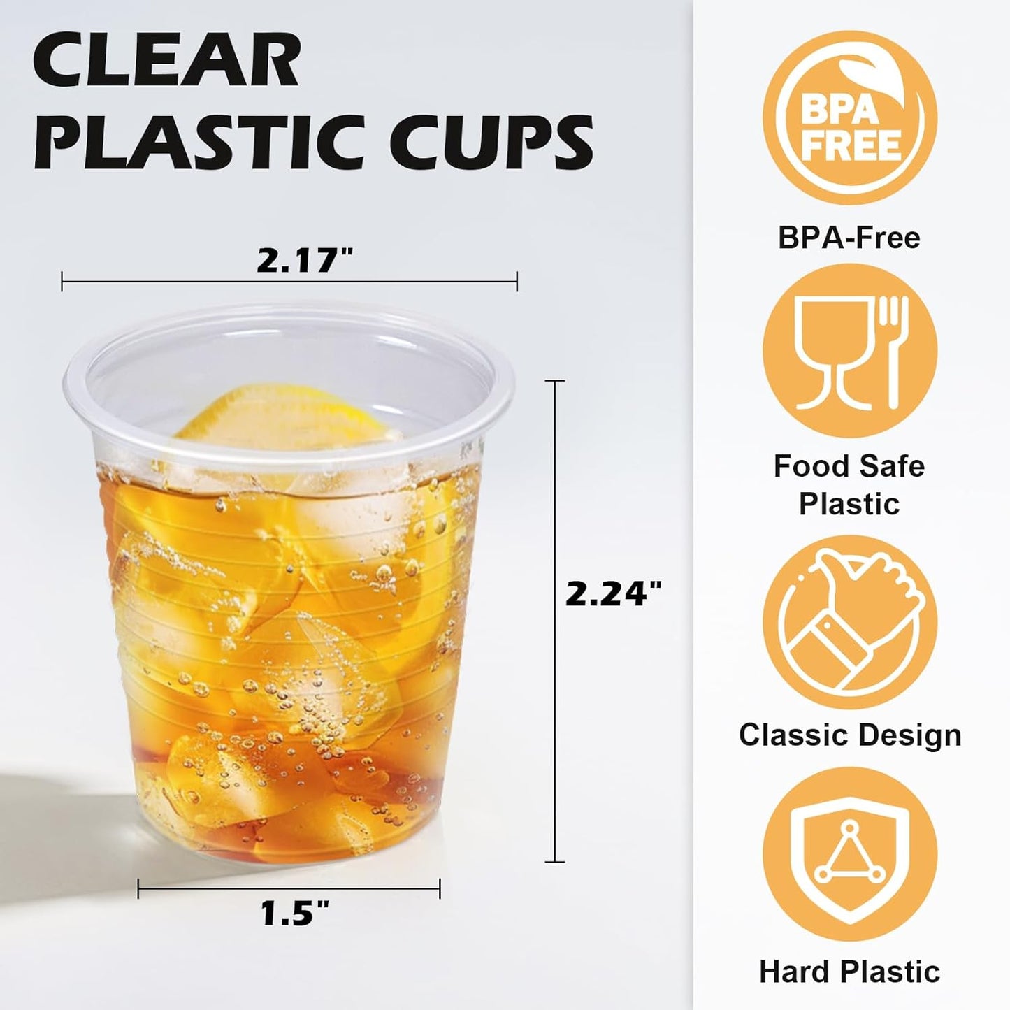 Clawsoff 500 Pack 9 oz Plastic Cups, Disposable Drinking Cups, Water Cups Plastic Clear Cups for Party, Wedding, Graduation, Travel, Holiday, Events, Birthday,Cold,Hot