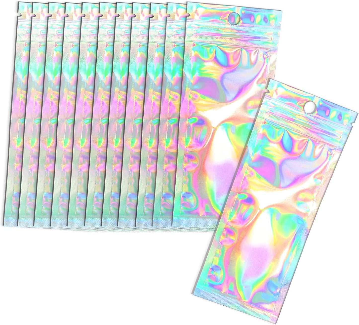 Trunple Smell Proof Bags & Resealable Foil Pouch Mylar Sample Bag Great for Party Favor Food Storage (Holographic Color) (50pcs-6x9 inch)