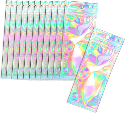 Trunple Smell Proof Bags & Resealable Foil Pouch Mylar Sample Bag Great for Party Favor Food Storage (Holographic Color) (50pcs-6x9 inch)