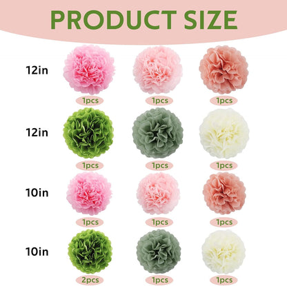 BEISHIDA Hot Pink Tissue Hanging Paper Flowers Ball Decorations Set for Mother's Day Birthday Valentine's Day Anniversary Bridal Baby Shower Wedding Backdrops Home Outdoor Party Supplies(13 Packs)
