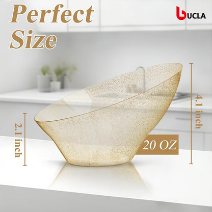 bUCLA 54 OZ Clear Plastic Serving Bowls (12 Pack) - Angled Serving Bowls Disposable for Chip&Candy - Party Table Salad and Fruit