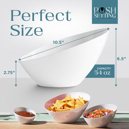 Posh Setting Crystal Clear, Disposable Premium Hard Plastic Medium Angled Bowl, Party, Salad, Snack and Fruit Bowl 5 Pack