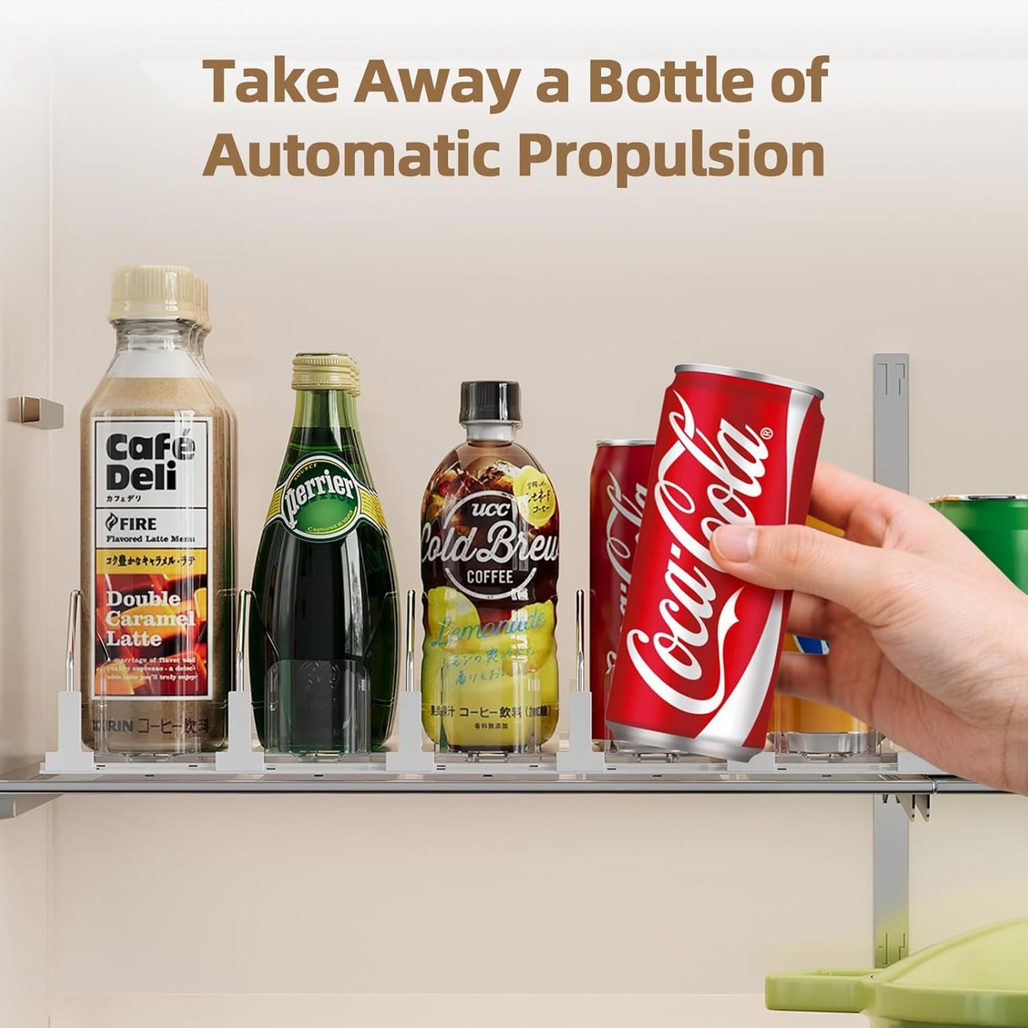 HIYOHIYO 5 Row Auto-Push Drink Organizer for Fridge, Self Pushing Soda Can Dispenser for Refrigerator, Automatic Drink Dispenser for Fridge, Holds up to 25 Cans