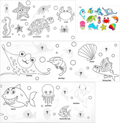 2PCS Children's Drawing Roll, Coloring Paper Roll for Kids Gift, 120 * 11.8 Inches DIY Painting Drawing Paper Roll, Sticky Drawing Paper Roll, Early Educational Toys for Kids (Animal World)