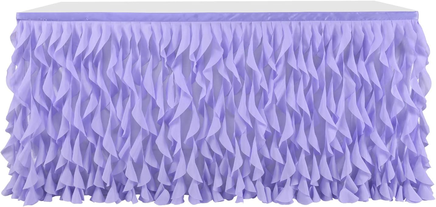 leegleri 6FT Tulle Ruffle Curly Willow Table Skirt for Rectangle or Round Tables, Under The Sea Ocean Blue Baby Shark Themed Tutu Table Skirt for Baby Shower, Birthday Party