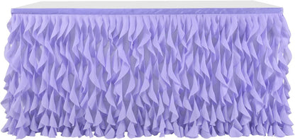 leegleri 6FT Tulle Ruffle Curly Willow Table Skirt for Rectangle or Round Tables, Under The Sea Ocean Blue Baby Shark Themed Tutu Table Skirt for Baby Shower, Birthday Party