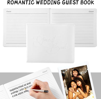 Panelee Wedding Guest Book with Pen Set Elegant Guest Sign in Books Bridal Shower Guestbook Beautiful Guest Book Wedding Reception Guestbook for Wedding (Flower, Blue)