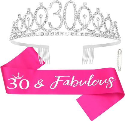 CAVETEE Silver Birthday Crown for Girls Birthday Decorations Birthday Gifts for Women and Girls