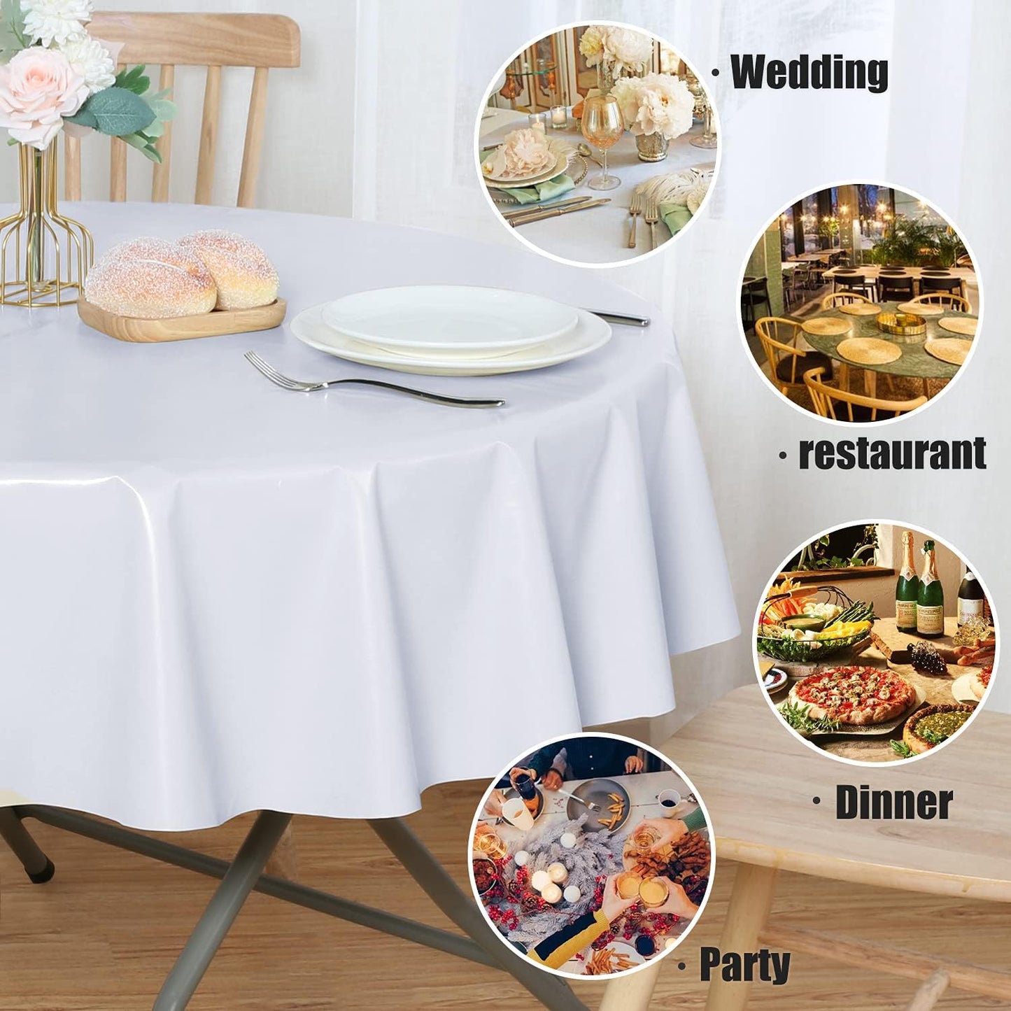 sancua Clear Plastic 100% Waterproof Tablecloth - 54 x 78 Inch - Vinyl PVC Rectangle Table Cloth Protector Oil Spill Proof Wipe Clean Table Cover for Dining Tables, Parties & Camping, Crystal Clear