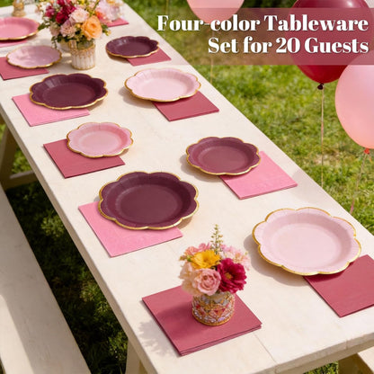Sage Green Plates and Napkins Party Supplies for 20 Guests,Green Scalloped Paper Plates with Gold Rim, Elegant Disposable Tableware Set for Birthday,Baby Shower, Wedding, Bridal & Tea Party,60 PCS