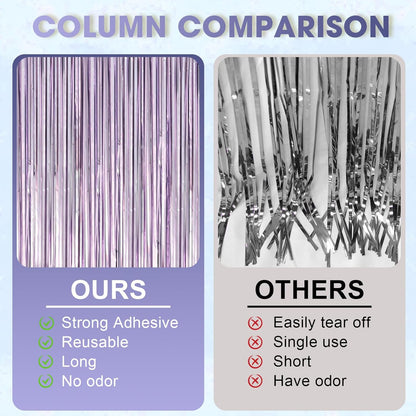 Voircoloria 3 Pack 3.3x8.2 Feet Gold Foil Fringe Backdrop Curtains, Tinsel Streamers, Fringe Backdrop for 2025 New Years Eve, Graduation, Birthday, Baby Shower, Gender Reveal, Disco Party - Colors B
