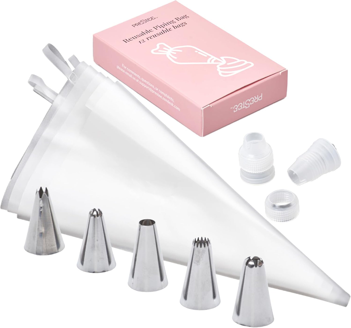 Set of 200 - Anti Burst Piping Bags 12 Inch - Prestee Tipless Icing Bags - Durable Frosting Piping Bag Tools - Pastry and Cookie Decorating Supplies