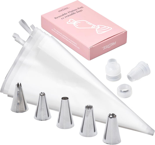Set of 200 - Anti Burst Piping Bags 12 Inch - Prestee Tipless Icing Bags - Durable Frosting Piping Bag Tools - Pastry and Cookie Decorating Supplies