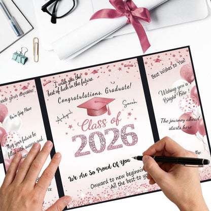 QIYANPAX Graduation Guest Book 2026, Blue and Gold Graduation Decorations Class of 2026, Graduation Signature Book, Congrats Grad Guest Book Alternative, Unique Graduation Gifts