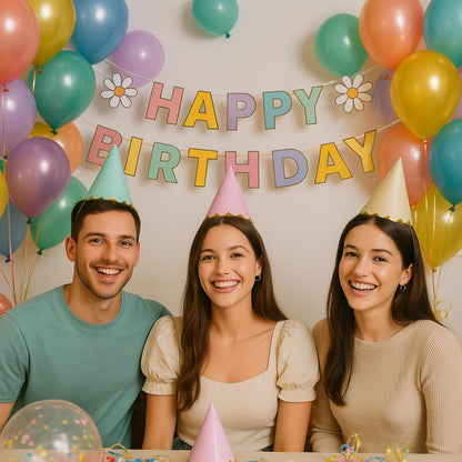 Pre-Assembled Pastel Party Hats for Kids, Birthday Party Hats for Adults